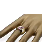 14k geltono aukso Ametistas Žiedas Vintažinis stilius vrc036y